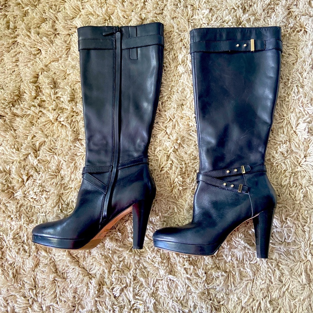 Cole Haan Air Cara Black Leather Knee High Boots Size 8 1/2